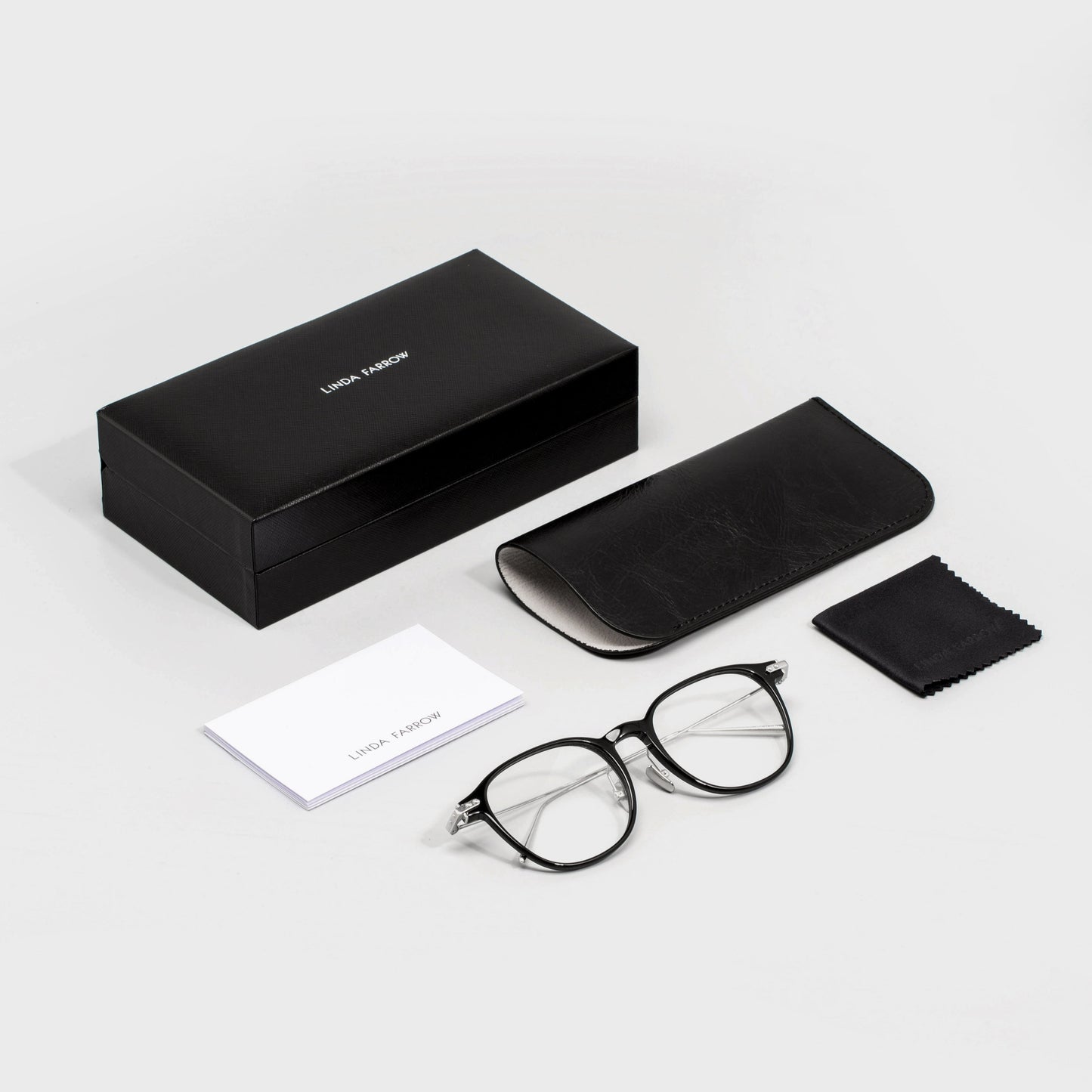 LINDA FARROW Square Black & White Gold Eyeglasses LF16A