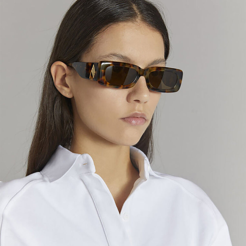 THE ATTICO x LINDA FARROW Mini Marfa玳瑁色方形太阳眼镜ATTICO16
