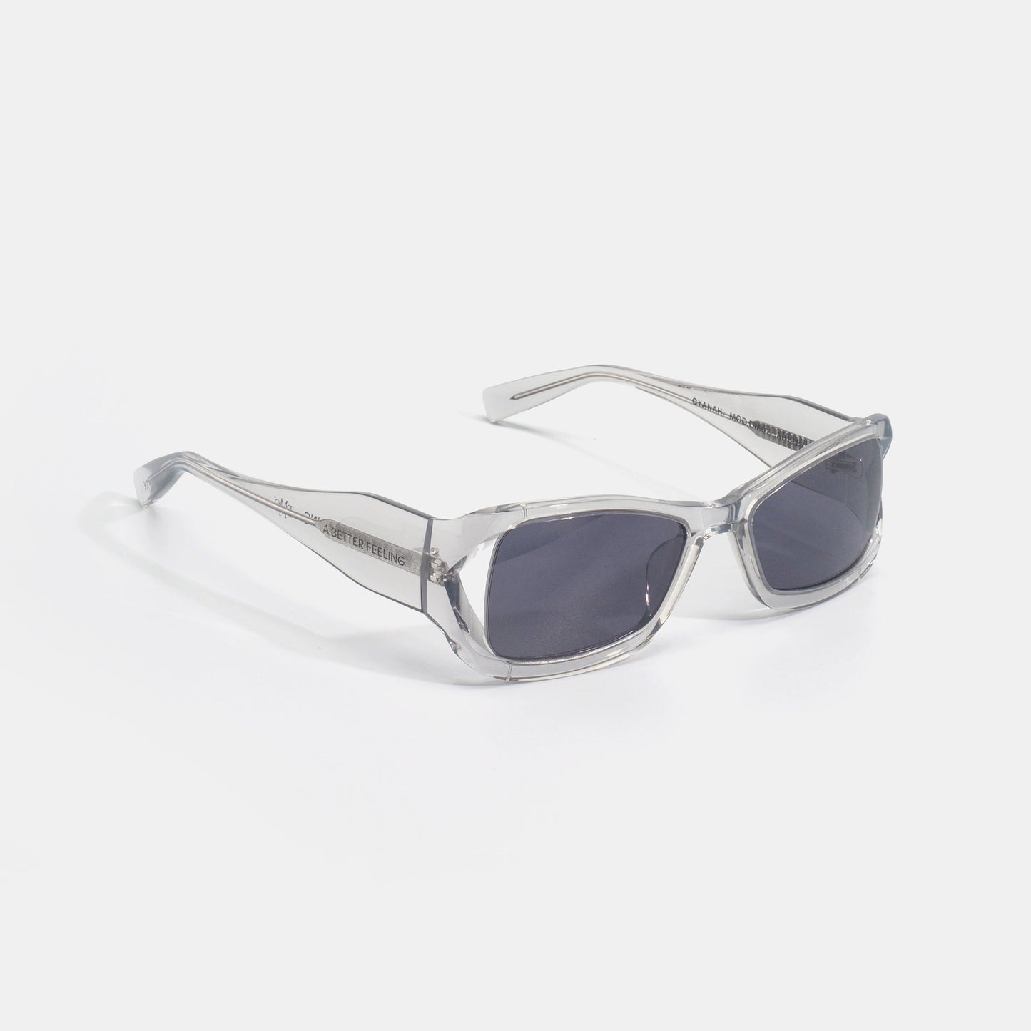 A BETTER FEELING CYANAH ASH GREY Hollowed-out Rectangular Sunglasses