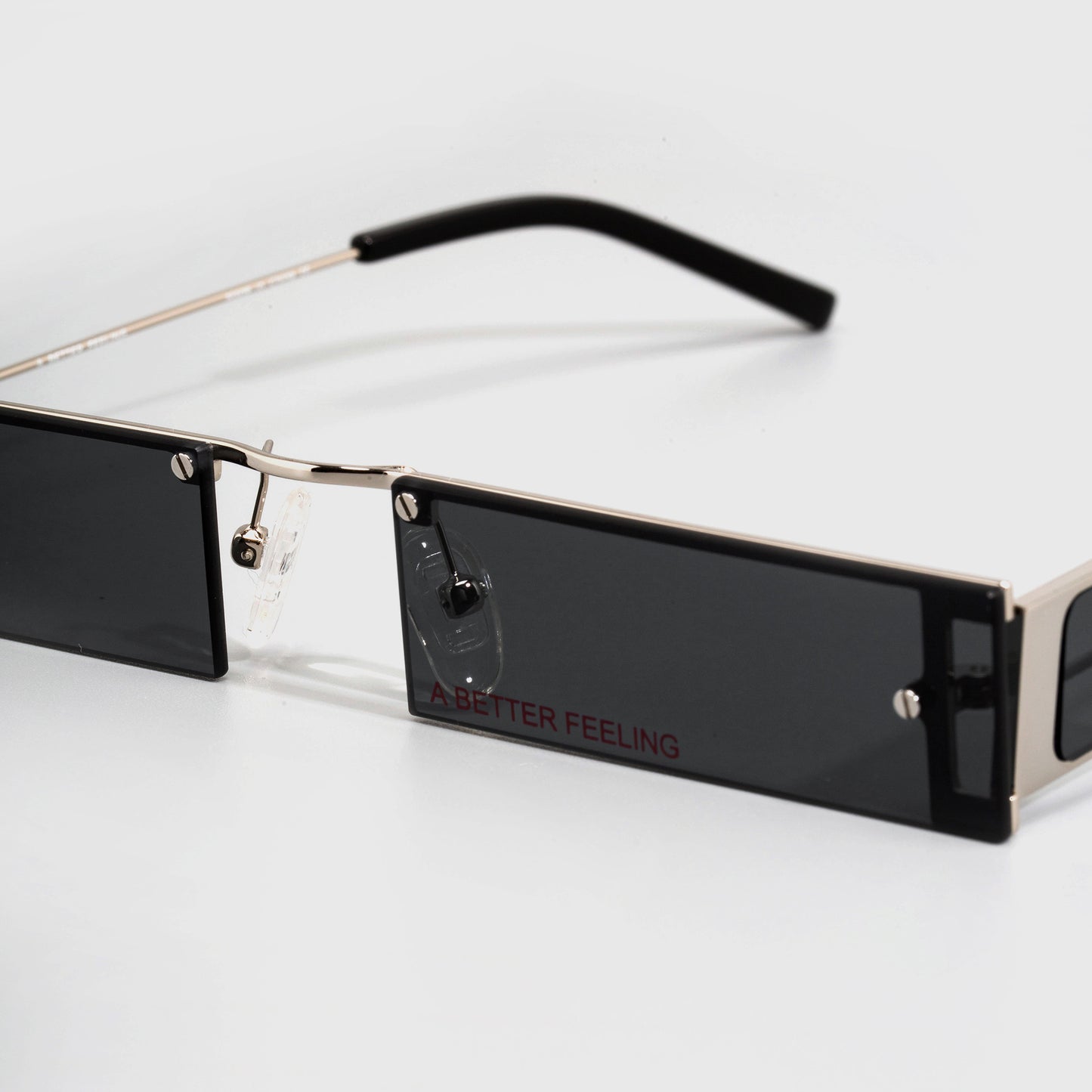 A BETTER FEELING 1EIGHTY BLACK Rectangular Metal Sunglasses