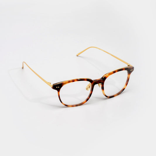 LINDA FARROW Square Tortoiseshell Titanium Eyeglasses LFL724