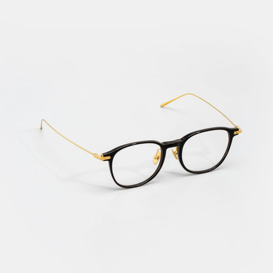 LINDA FARROW Square Black & Light Gold Eyeglasses LF16A