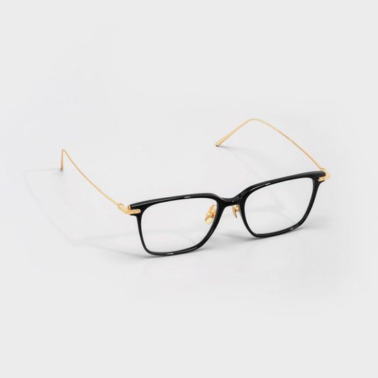 LINDA FARROW Square Black & Yellow Gold Eyeglasses LF37A