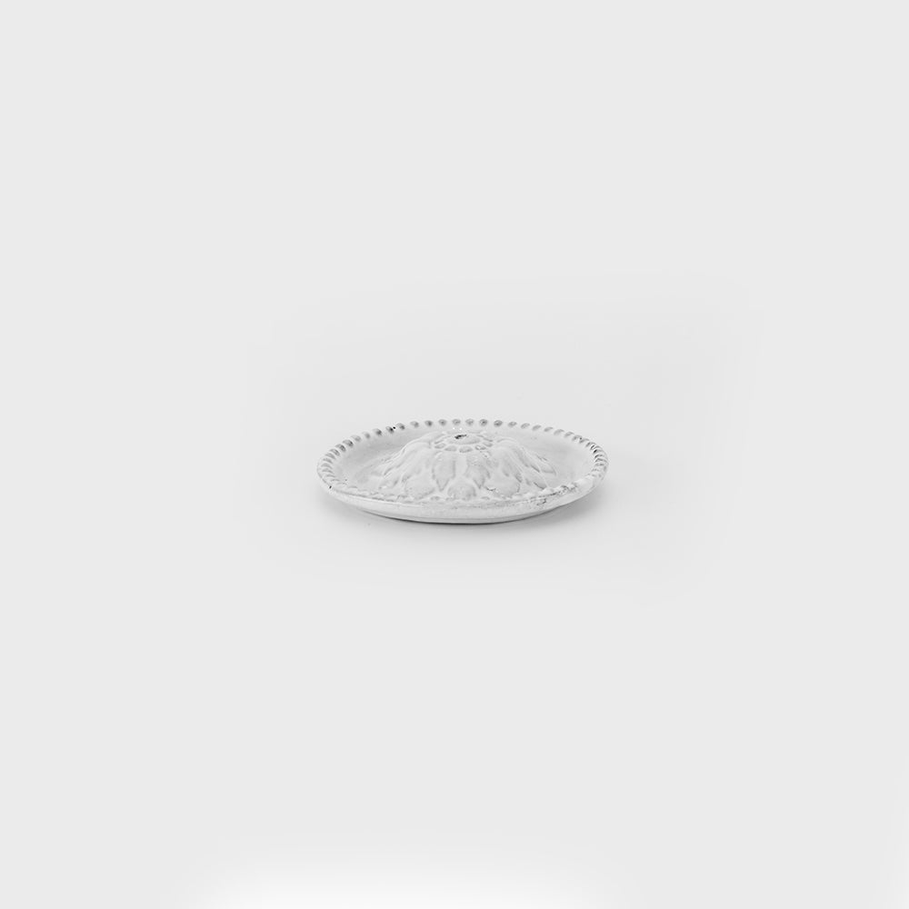 Astier de Villatte Emilie Incense Holder on Perles Saucer ENCEML15