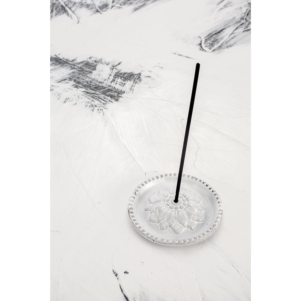 Astier de Villatte Emilie Incense Holder on Perles Saucer ENCEML15