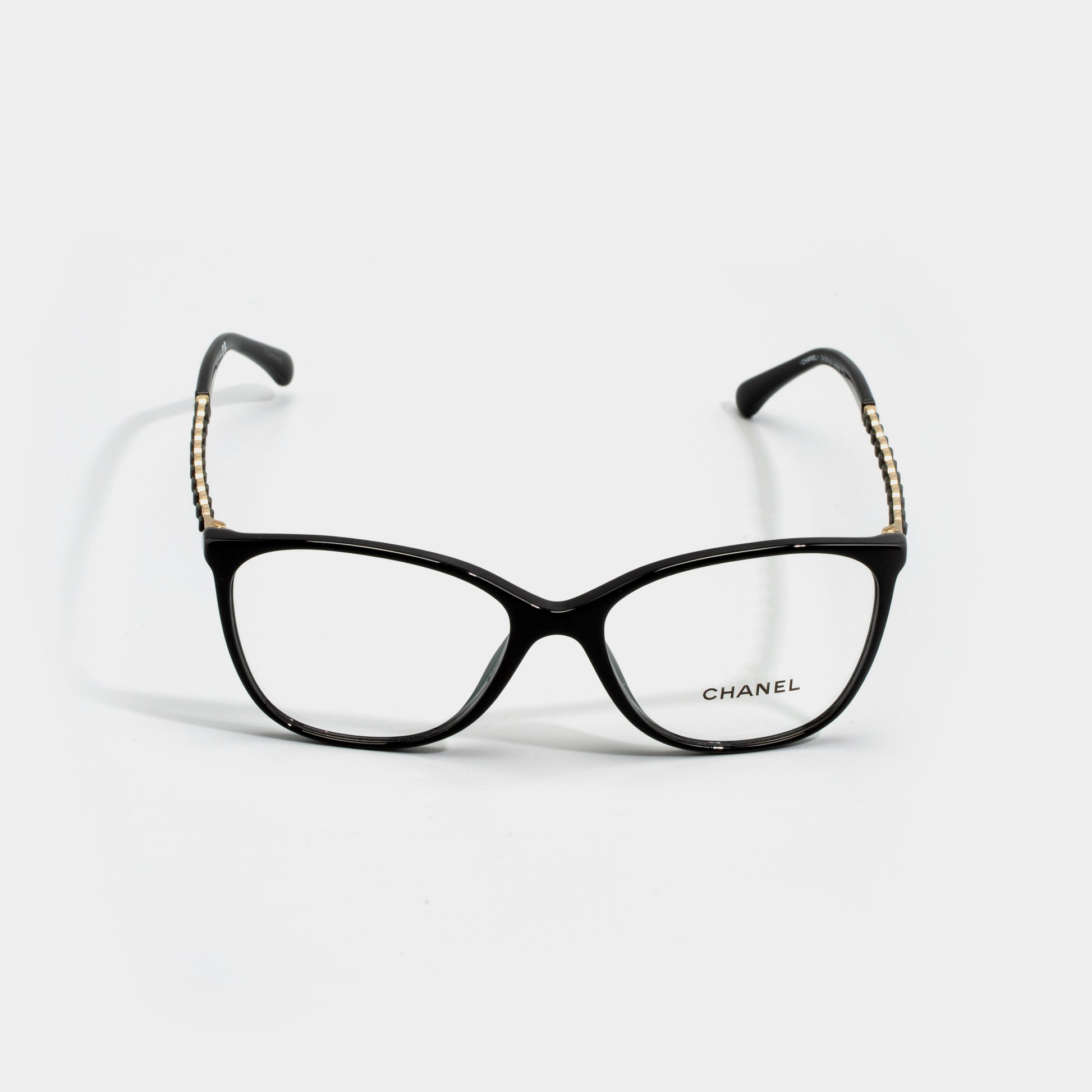 CHANEL Sqaure Black & Gold Calfskin Eyeglasses CH3408Q – BLUYEL
