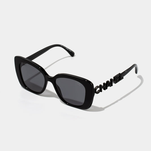 CHANEL Square Black & Black Diamanté Sunglasses CH5422