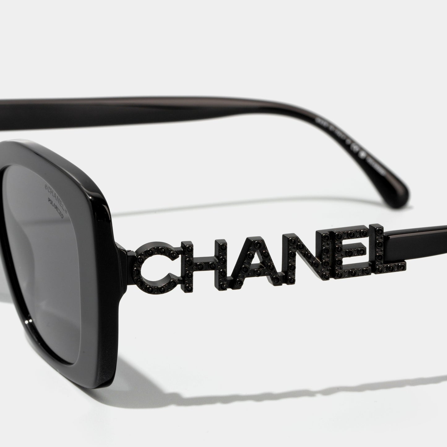 CHANEL Square Black & Black Diamanté Sunglasses CH5422