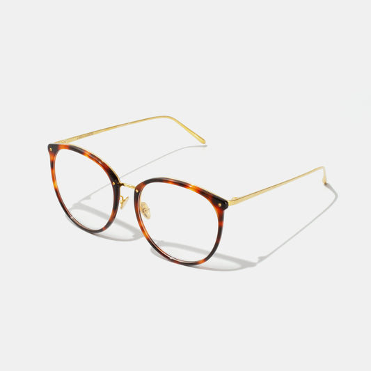 LINDA FARROW Oval Tortoiseshell Titanium Eyeglasses LFL747