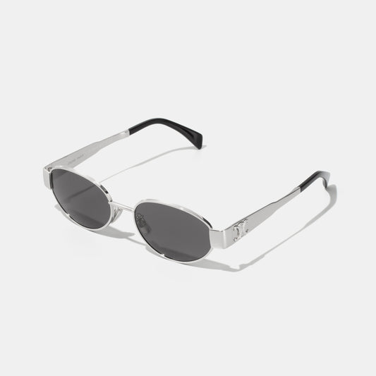 CELINE TRIOMPHE METAL 01 Oval Silver/Grey Sunglasses CL40235