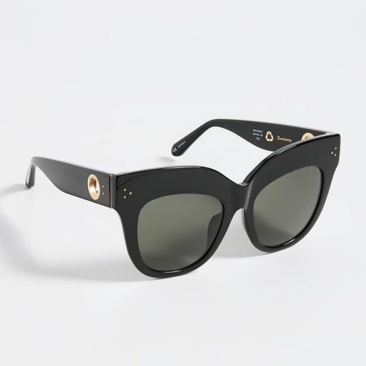 LINDA FARROW Oversized Cat Eye Black Sunglasses LFLC1049