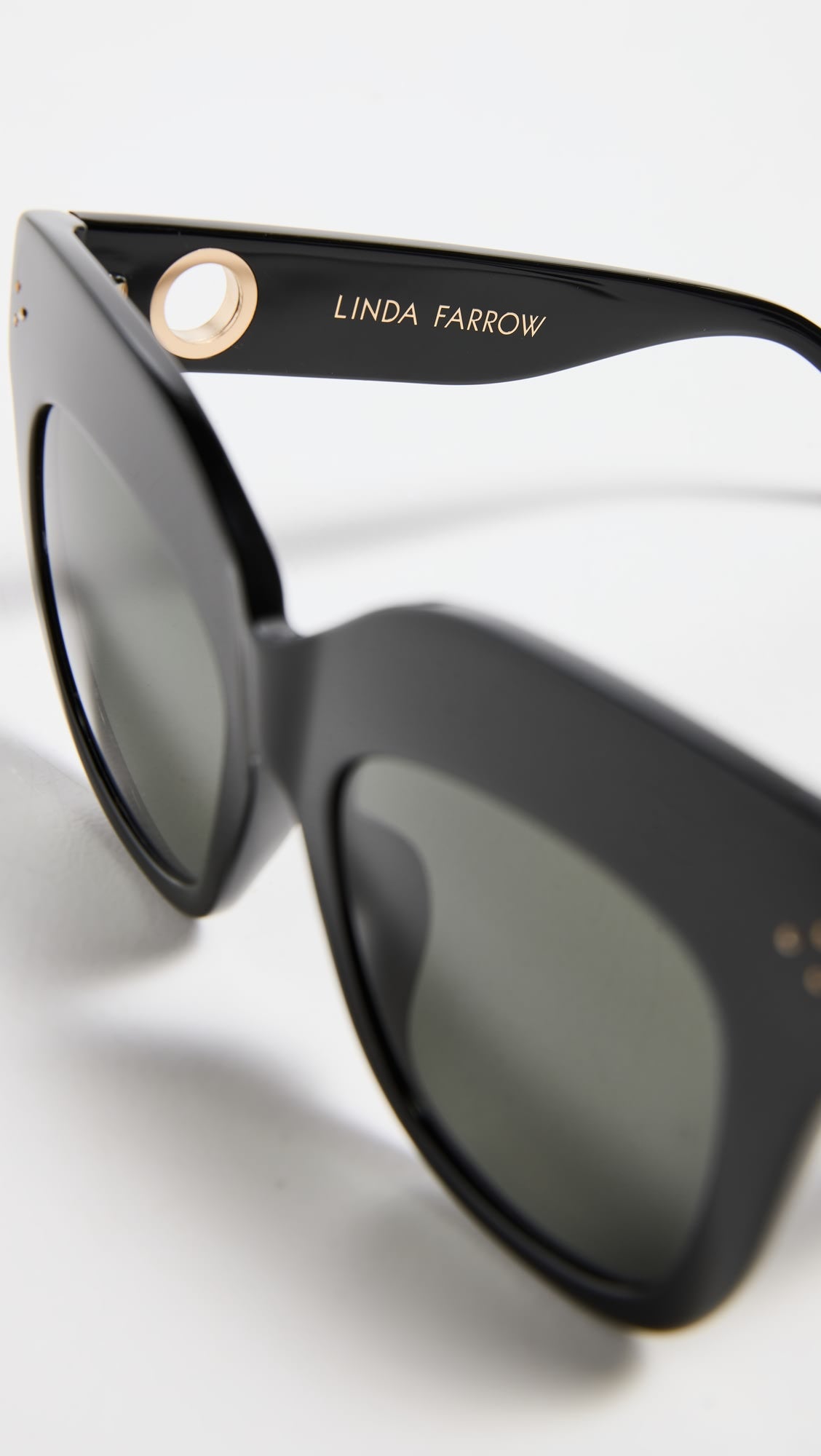 LINDA FARROW Oversized Cat Eye Black Sunglasses LFLC1049