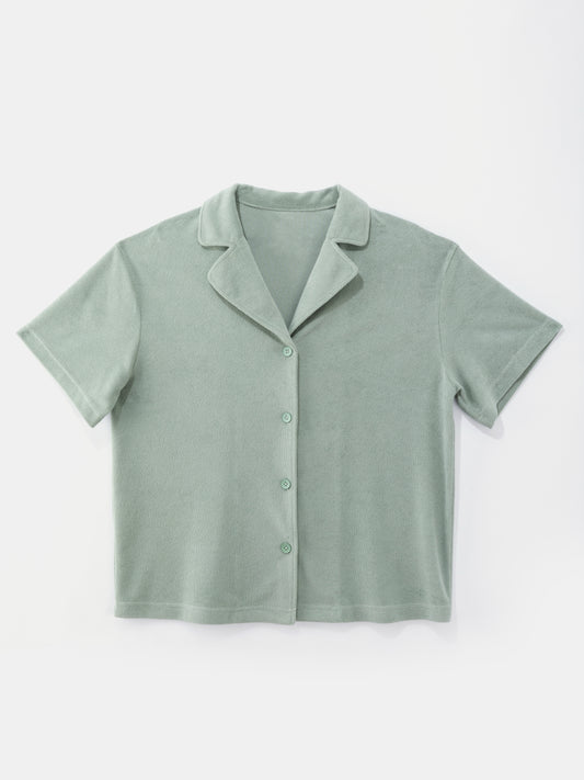 BLUYEL Neurtral Shirt-Style Light Green Pajamas (Short Sleeve)