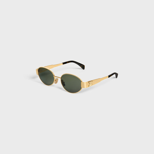 CELINE TRIOMPHE METAL 01 Oval Gold/Green Sunglasses CL40235